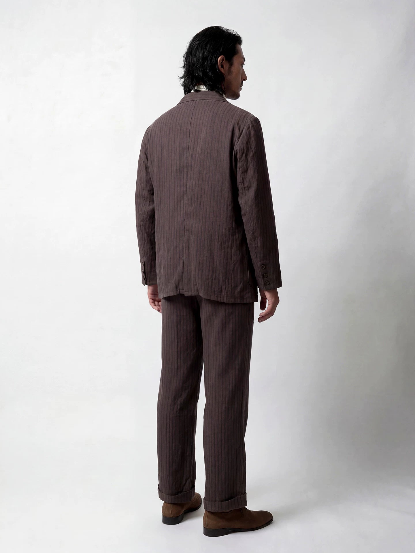 SOARIN Gentleman Vintage Regular Fit Lyocell Linen Blend Stripe Casual Blazer  LM262XZ05