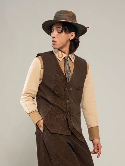 SOARIN Gai Yu Xia Series Tailored Slim Fit Cotton Linen Blend Asymmetric Vest DCZ253TB105