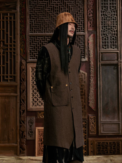 SOARIN WORLD gai yu xia Series Loose Silhouette Textured Fabric Long Vest DCZ243TB90