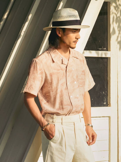 SOARIN French Vintage Regular Fit Linen Blend Short Sleeved Shirt JUKZ2521C367