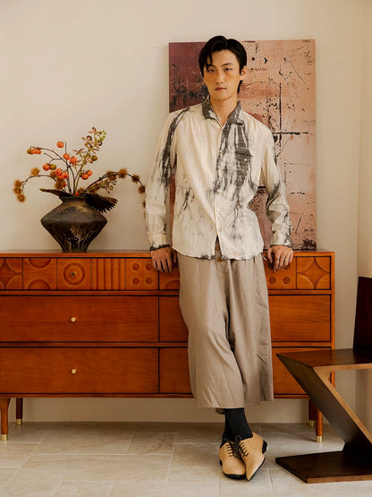 SOARIN WORLD Gai Yu Xia Vintage Botanical-Dyed Swallow Collar Shirt Z212C414