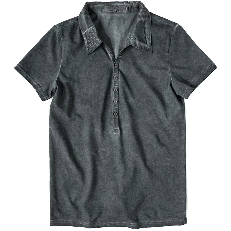 SOARIN Casual Vintage Slim Fit Cotton Short Sleeve Polo Shirt Z92T203