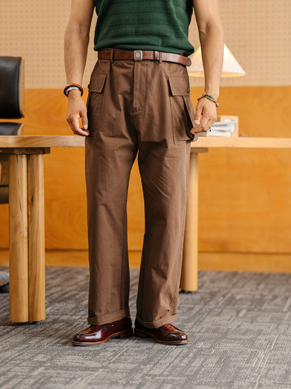 SOARIN复古美式工装伞兵裤男 夏季薄款休闲直筒宽松阔腿九分裤子