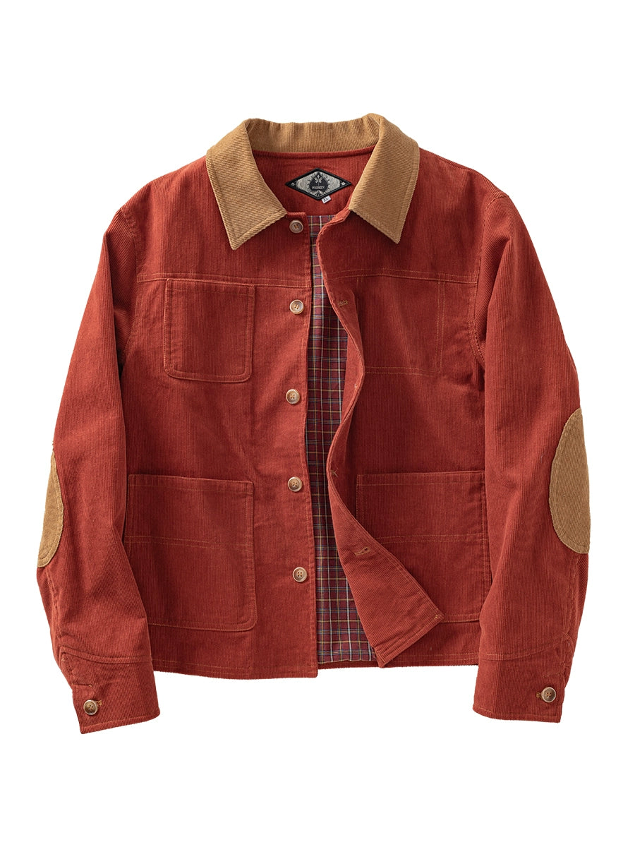 SOARIN美式工装灯芯绒翻领夹克男 阿美咔叽撞色多巴胺谷仓外套