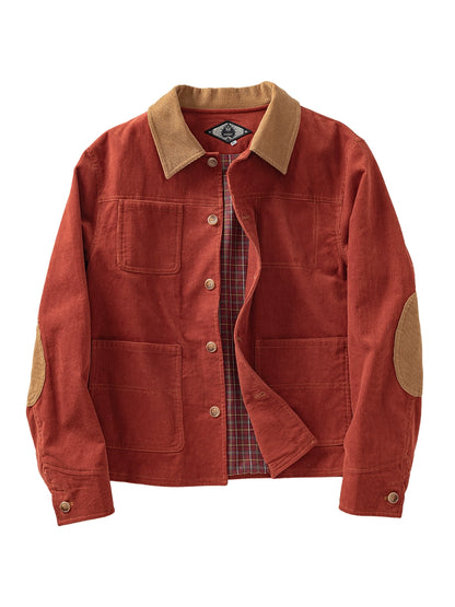 SOARIN美式工装灯芯绒翻领夹克男 阿美咔叽撞色多巴胺谷仓外套