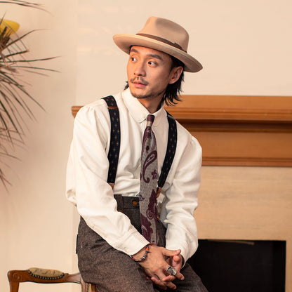 SOARIN意式绅装长尖领长袖衬衫男高级感商务正装白色法式西装衬衣