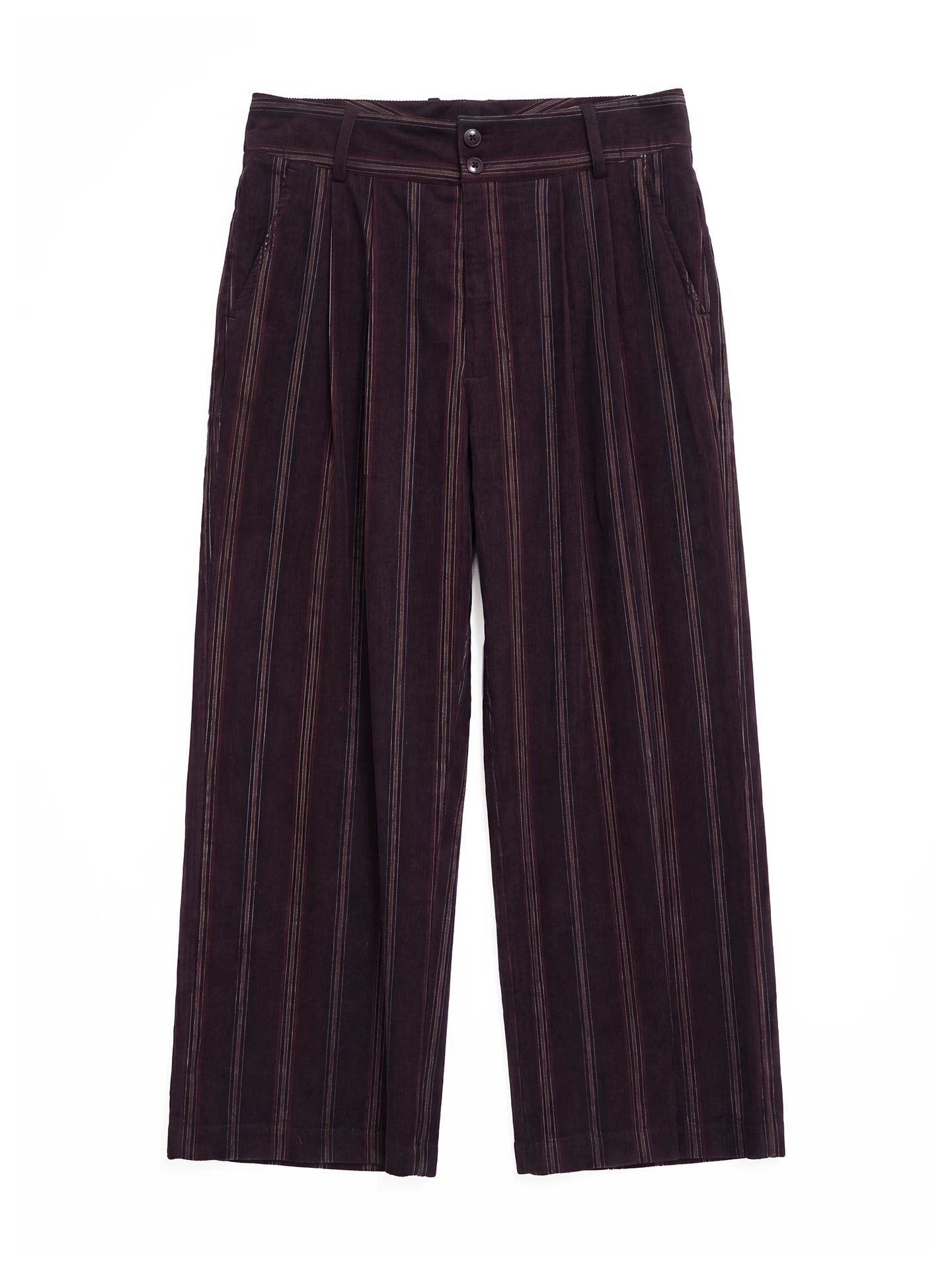 SOARIN British Retro Relaxed Fit Pinstripe Corduroy Wide Leg Trousers  JITZ262TF273