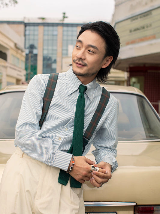 SOARIN英伦风复古条纹长袖衬衫男 商务正装绅士休闲修身西装衬衣