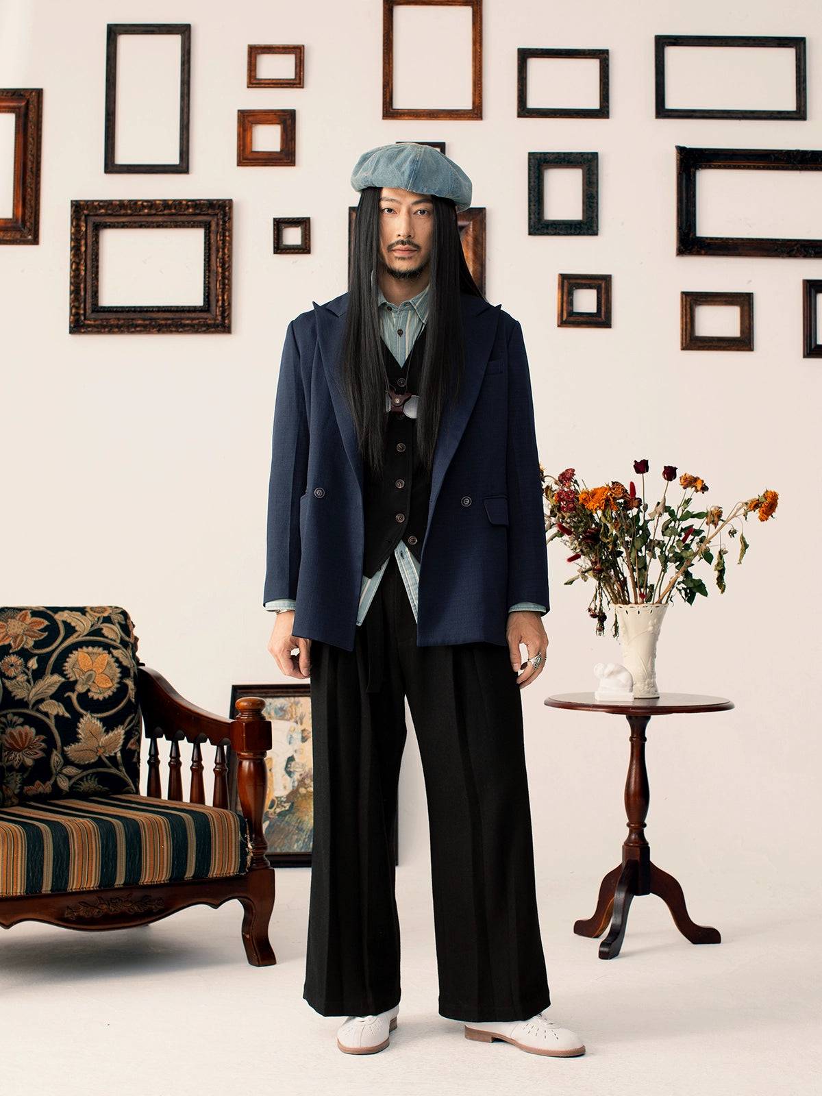 SOARIN英伦风复古双排扣西装外套男高级感商务绅士正装修身单西服