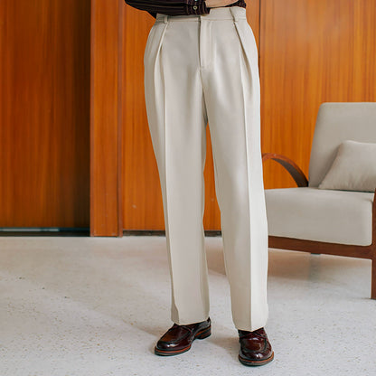SOARIN意式绅装双褶西装裤男 抗皱免烫商务正装修身锥形九分裤子
