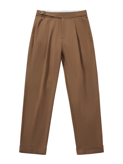 SOARIN意式那不勒斯格子西裤男 复古风商务绅士休闲直筒九分裤子