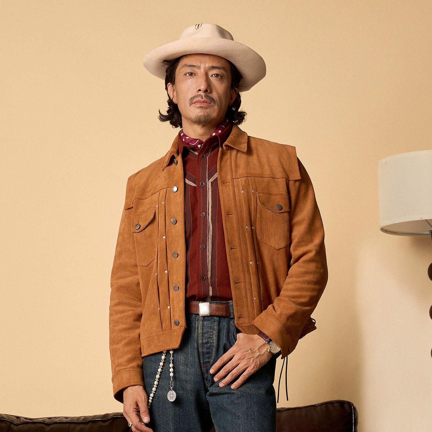 SOARIN美式西部牛仔风麂皮绒夹克男 重磅复古鹿皮飞行员短款外套