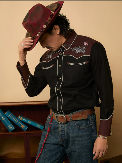SOARIN Western Vintage Slim Fit Cotton Embroidered Shirt  YAOZ233TC194