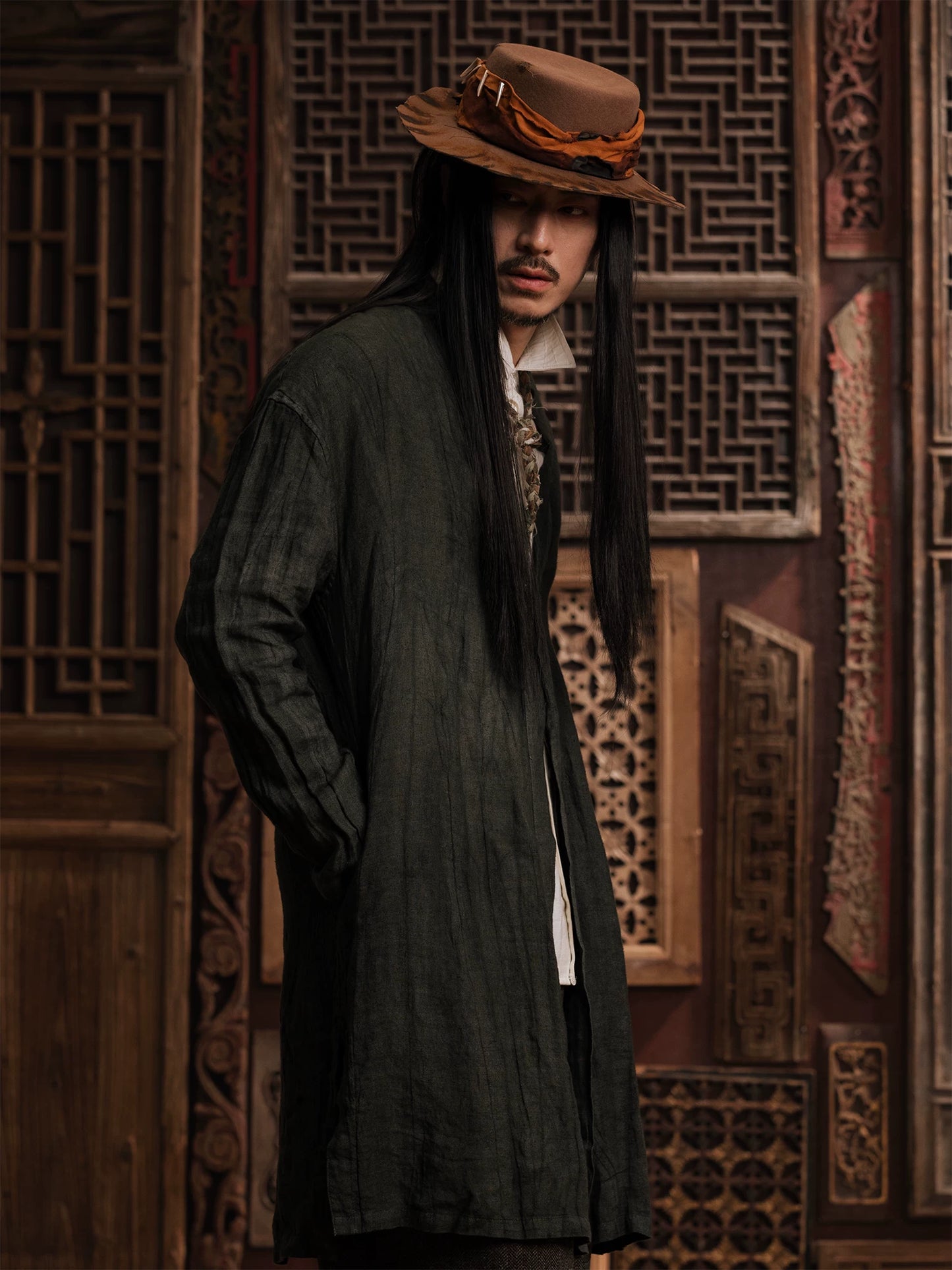 SOARIN WORLD Gai Yu Xia Heritage Series Relaxed Fit Linen Long Robe DCZ233TJ31