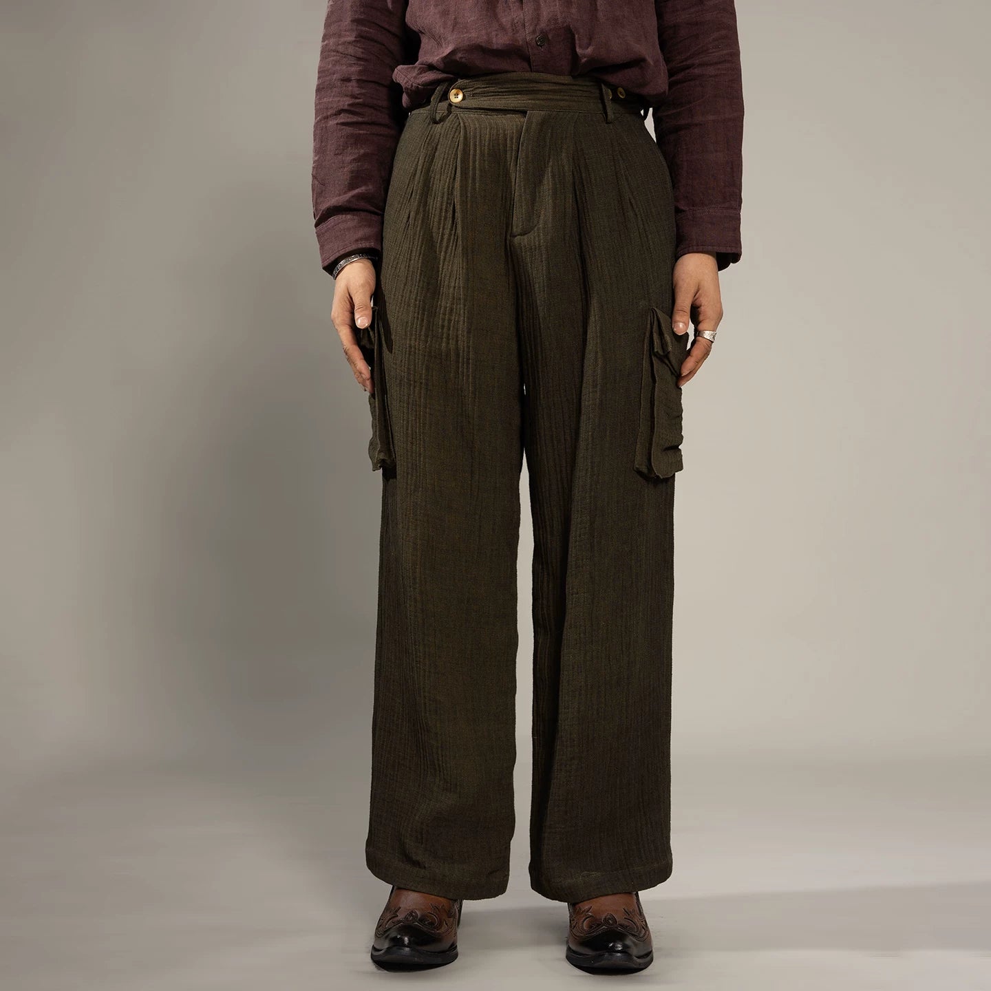 SOARIN WORLD Gai Yu Xia Series Relaxed Fit Linen Cotton Blend Trousers DCZ243TF197