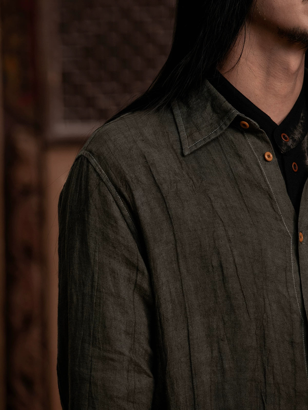 SOARIN WORLD Gai Yu Xia Series Loose Fit Pure Linen Shirt DCZ233TC152