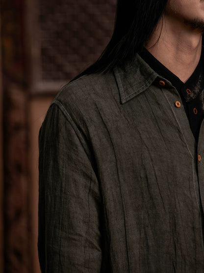 SOARIN WORLD Gai Yu Xia Series Loose Fit Pure Linen Shirt DCZ233TC152
