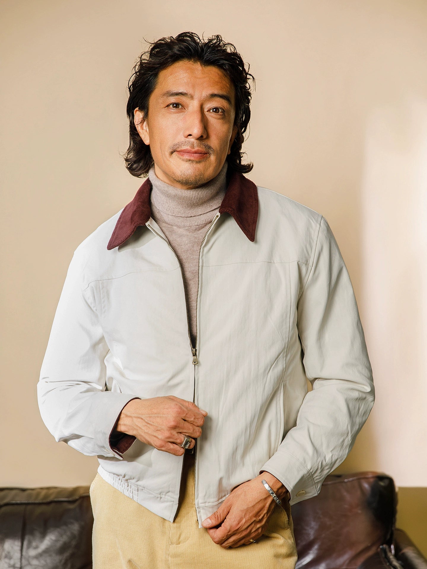 SOARIN美式复古底特律夹克男 撞色翻领简约休闲宽松短款拉链外套