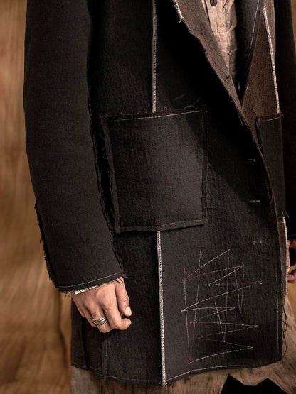 SOARIN Gai Yu Xia Series Relaxed Fit Wool Blend Asymmetric Deconstructed Coat DCZ233TXZ20