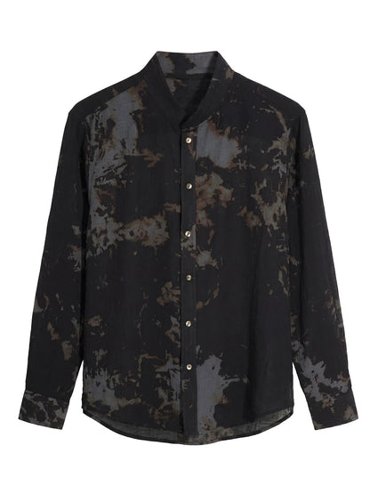 SOARIN Amekaji Vintage Straight Fit Bamboo Blend Tie Dye Stand Collar Shirt  PNZ262TC481
