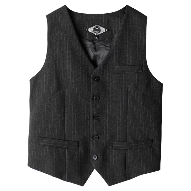 SOARIN British Retro Slim Fit Pinstripe Woolen Suit Vest  DY63B02