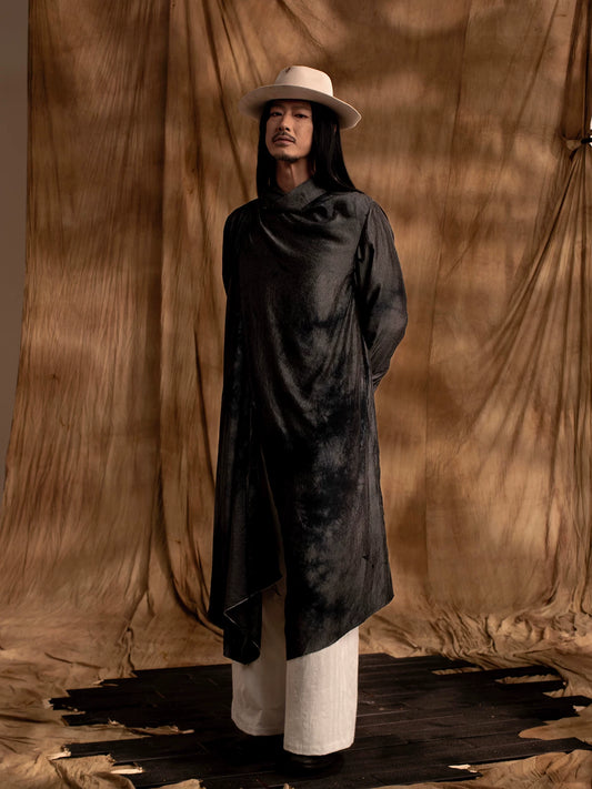 SOARIN Gai Yu Xia Series Asymmetric Loose Weathered Tie-Dyed Long Coat DCZ233TC154