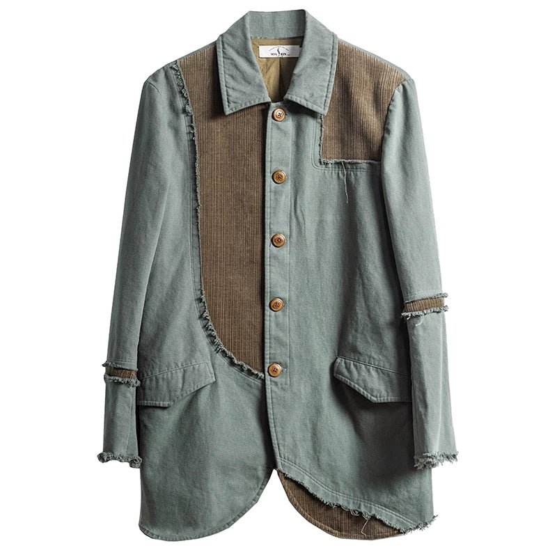 SOARIN WORLD Gai Yu Xia Vintage Textured Loose Fit Chenille and Cotton Blazer Z203XZ353