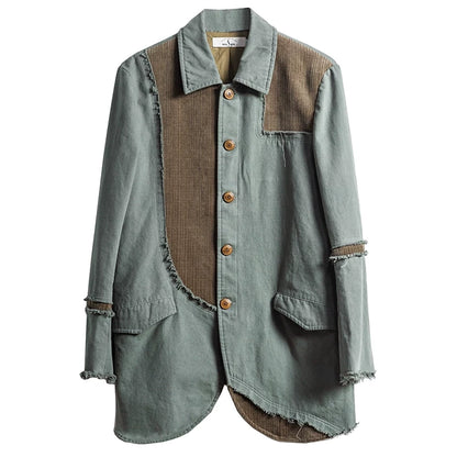 SOARIN WORLD Gai Yu Xia Vintage Textured Loose Fit Chenille and Cotton Blazer Z203XZ353