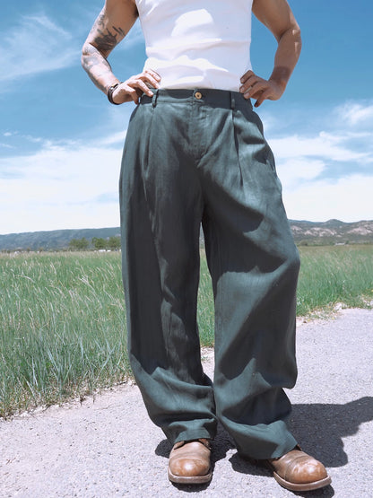 SOARIN Casual Vintage Regular Fit Linen Tencel Blend Casual Trousers JITZ262TF267