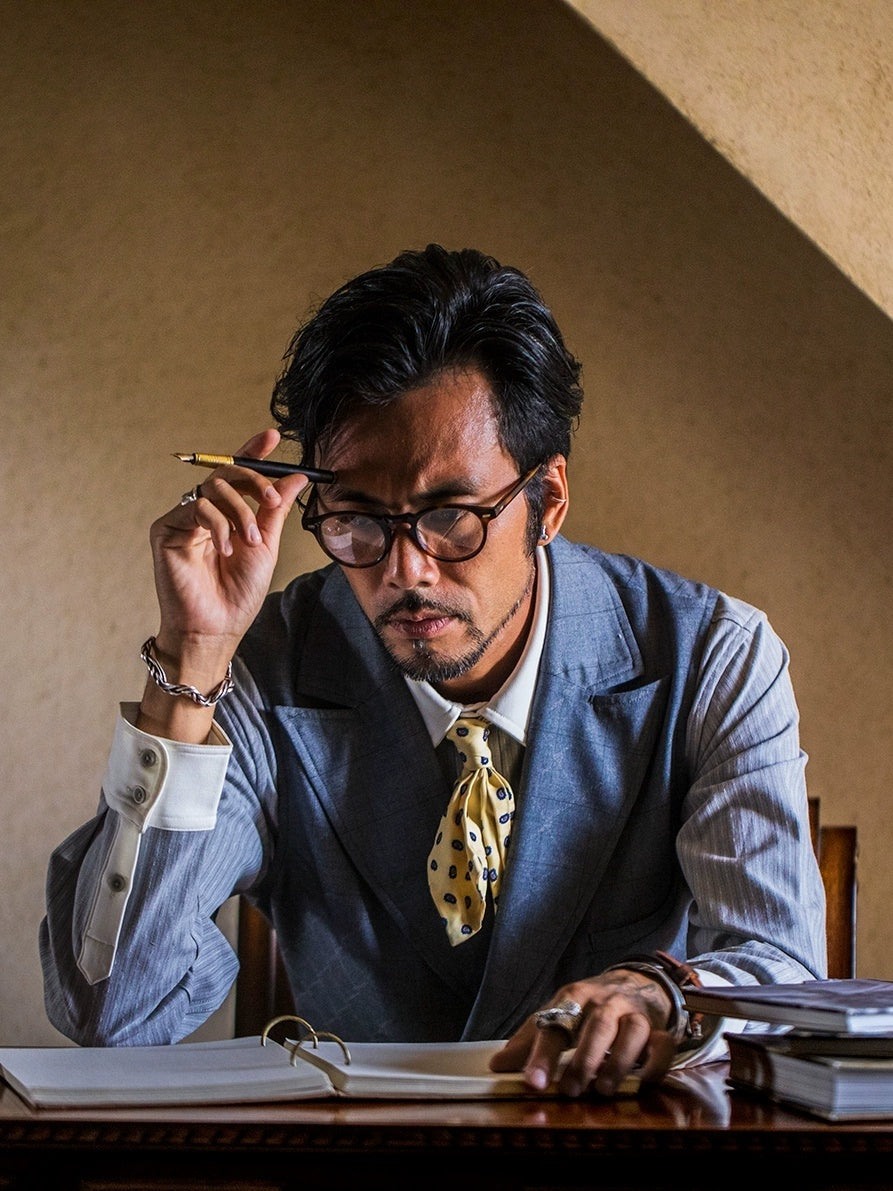 SOARIN英伦风复古双排扣西装马甲男 格子西装领商务休闲马夹背心