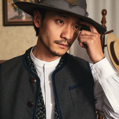 SOARIN美式复古羊毛马甲背心男 秋冬阿美咔叽工装毛呢子马夹坎肩