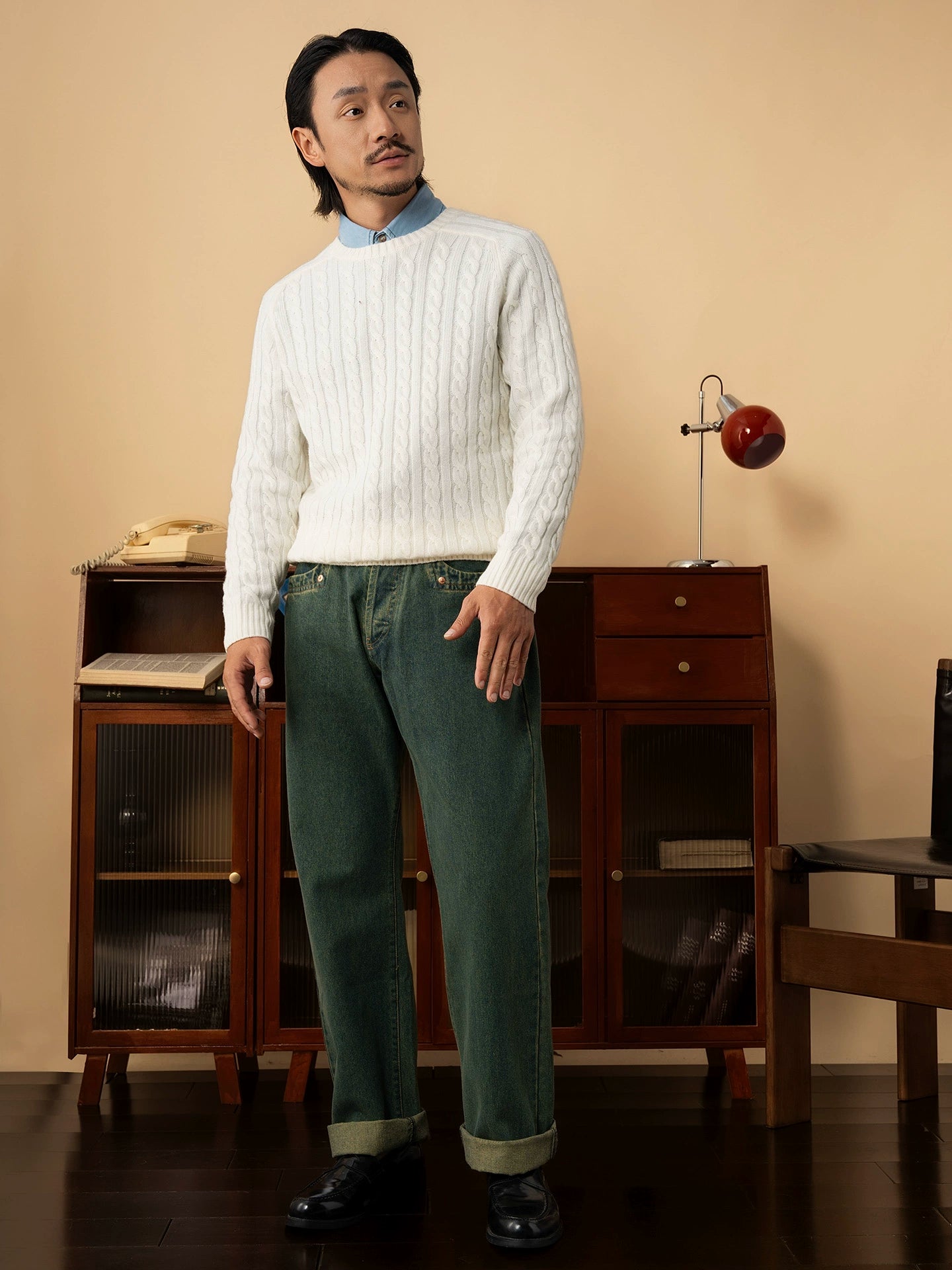 【两色】SOARIN英式绅装圆领绞花针织毛衣男轻熟感通勤坑条毛线衣