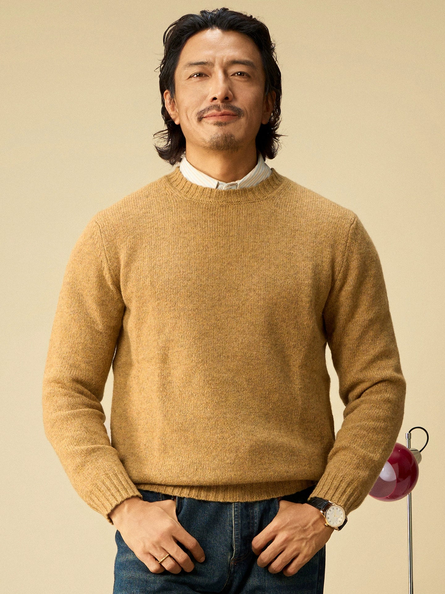 SOARIN英伦复古套头长袖针织衫男 轻熟感圆领打底通勤休闲毛衣冬