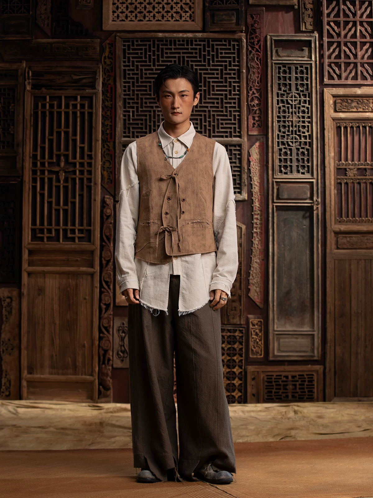 SOARIN WORLD GAI YU XIA Collection Loose Fit Linen Blend Waistcoat DCZ242TB72