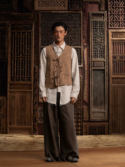 SOARIN WORLD GAI YU XIA Collection Loose Fit Linen Blend Waistcoat DCZ242TB72