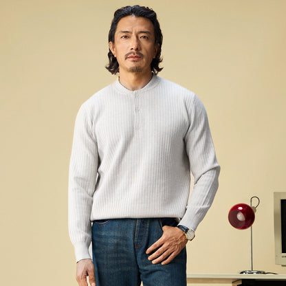 SOARIN英伦风复古亨利衫长袖针织毛衣男 简约百搭打底套头毛线衣