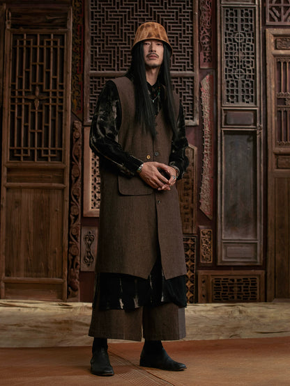 SOARIN WORLD gai yu xia Series Loose Silhouette Textured Fabric Long Vest DCZ243TB90
