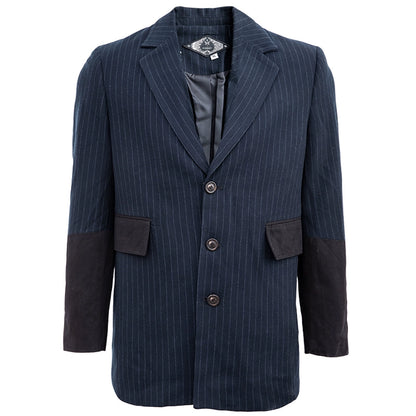 SOARIN英伦风复古条纹西装外套男 秋冬雅痞拼接商务休闲修身西服