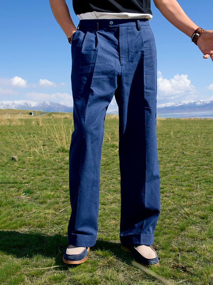 SOARIN Vintage Wide Leg Cotton Linen Blend Trousers JUKZ24218F157