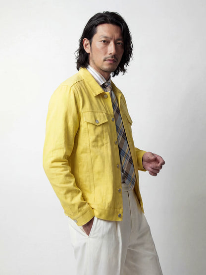 SOARIN Casual Vintage Regular Fit Lyocell Linen Blend Denim Style Jacket  YAOZ262TJ113
