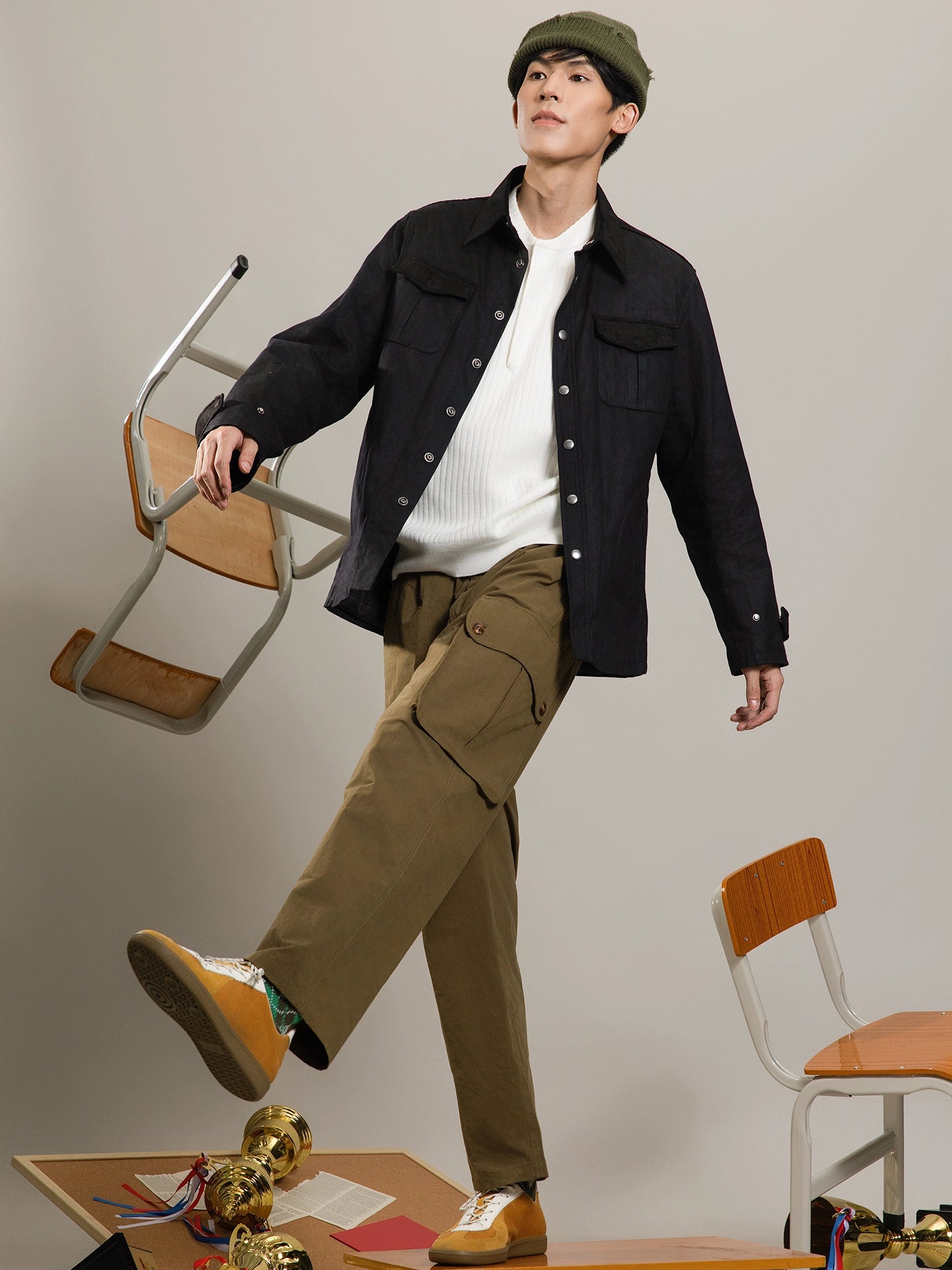 【重磅油蜡布】SOARIN美式工装夹克男 拼接休闲双口袋油蜡外套