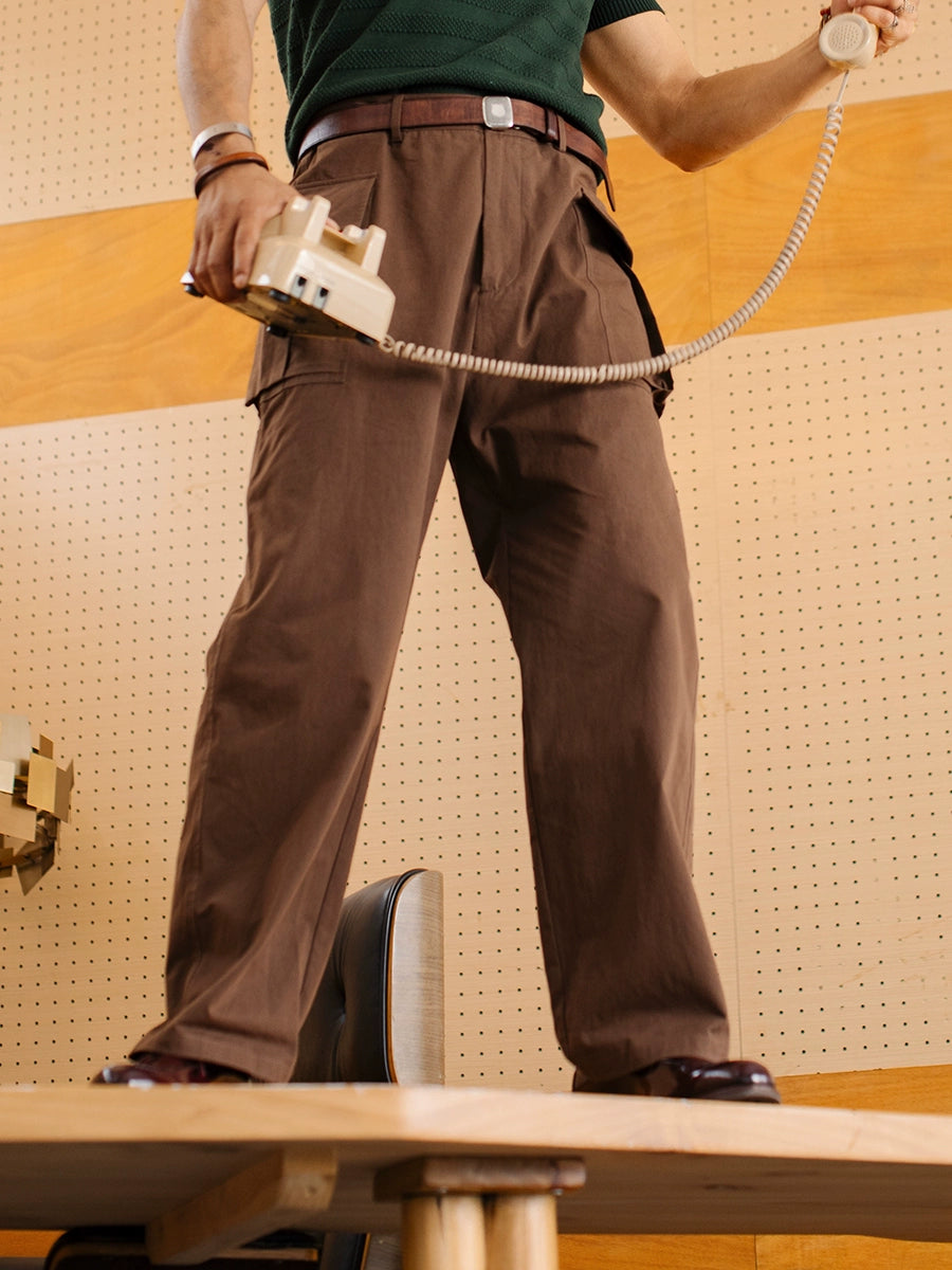 SOARIN复古美式工装伞兵裤男 夏季薄款休闲直筒宽松阔腿九分裤子