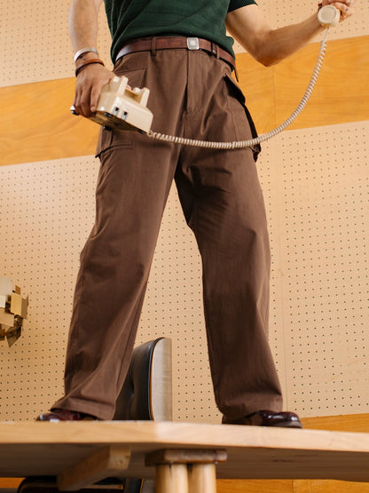 SOARIN复古美式工装伞兵裤男 夏季薄款休闲直筒宽松阔腿九分裤子