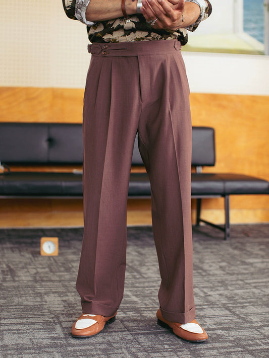 SOARIN意式复古那不勒斯高腰裤男巴黎扣简约百搭垂感商务西装长裤