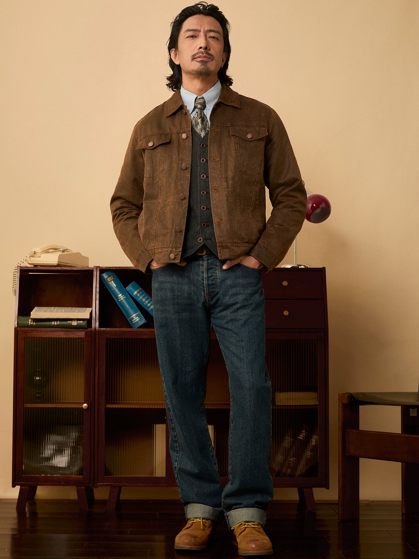 SOARIN【原创正版】复古美式皮夹克外套男阿美咔叽短款飞行员皮衣