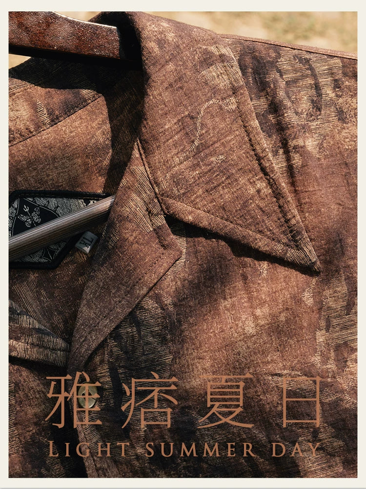 SOARIN Vintage Artistic Regular Fit Regenerated Cellulose Linen Short Sleeved Shirt JITZ2526C398