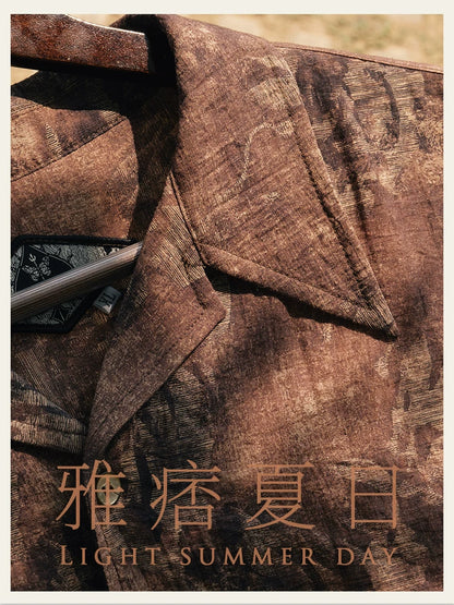 SOARIN Vintage Artistic Regular Fit Regenerated Cellulose Linen Short Sleeved Shirt JITZ2526C398