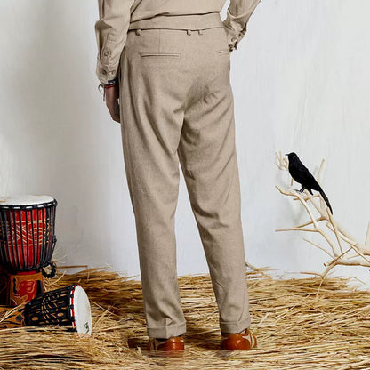 SOARIN British Vintage Tapered Fit Linen Blend Trousers  Z212F423