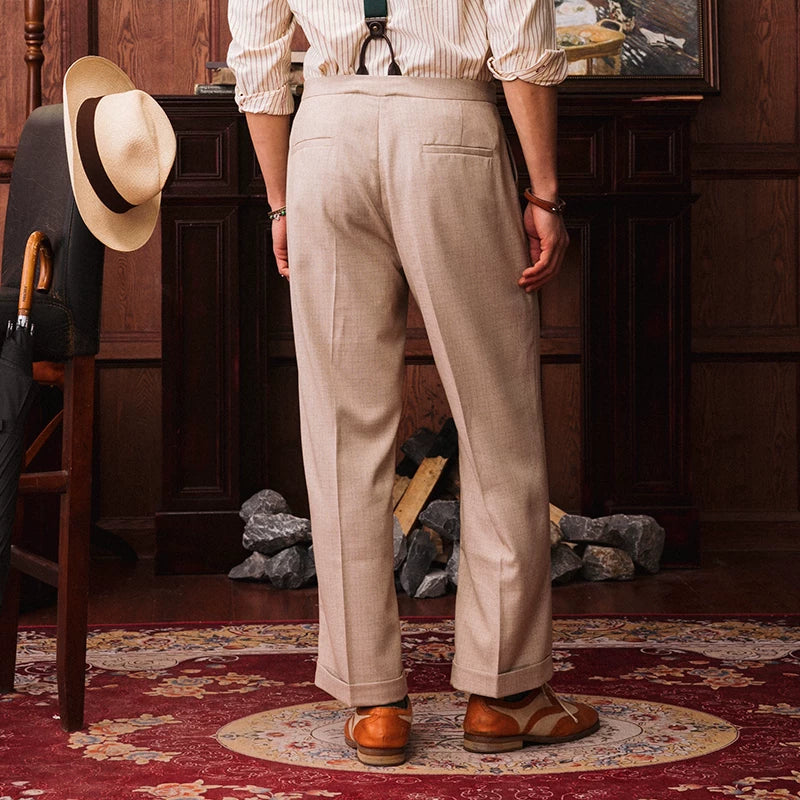 SOARIN Vintage Gentleman Straight Leg Poly-blend Trousers JITZ2322F02