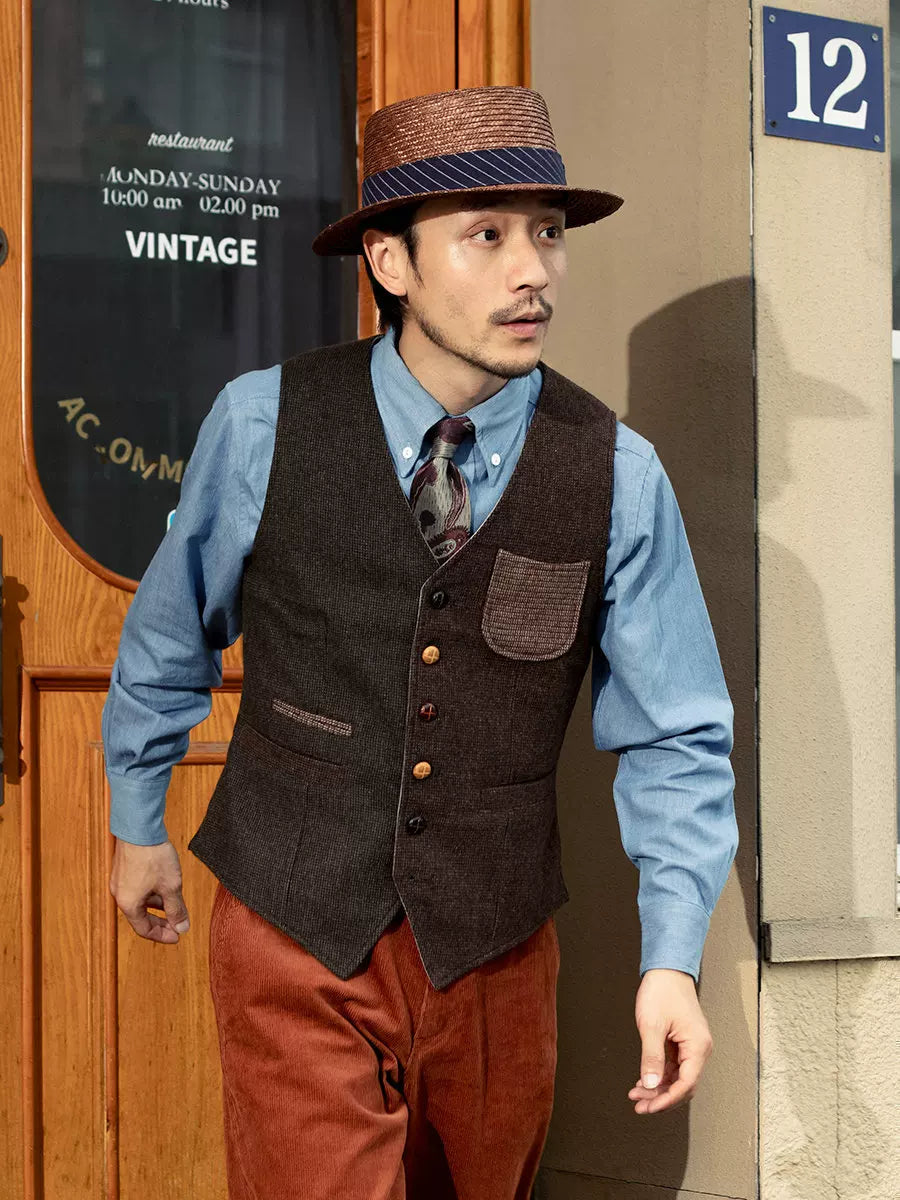 SOARIN Gentleman Vintage Slim Fit Wool Blend Vest JUKZ2332B47